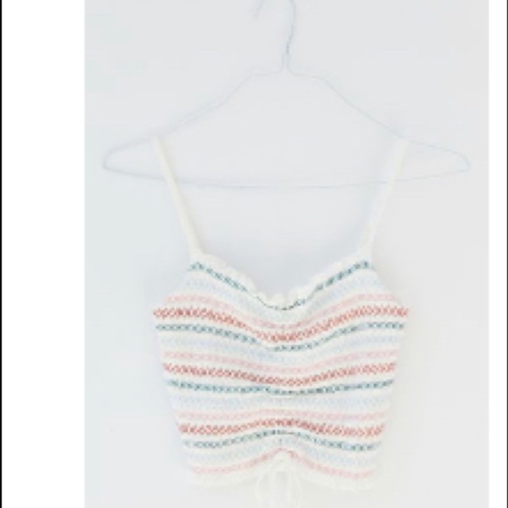 Ruched Top ivory with multicolor detailing